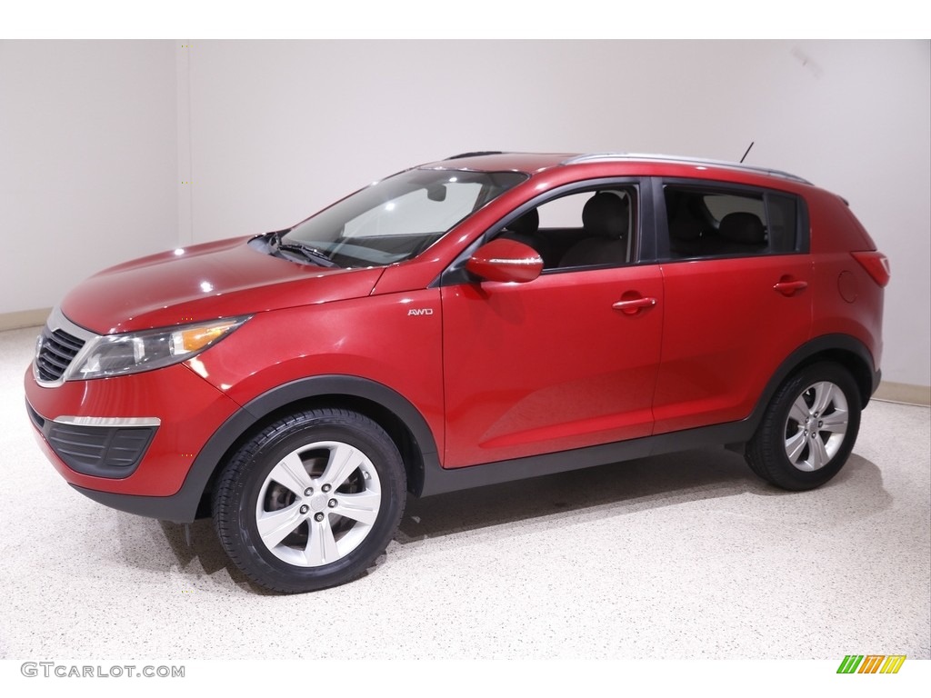 2011 Sportage LX AWD - Signal Red / Alpine Gray photo #3
