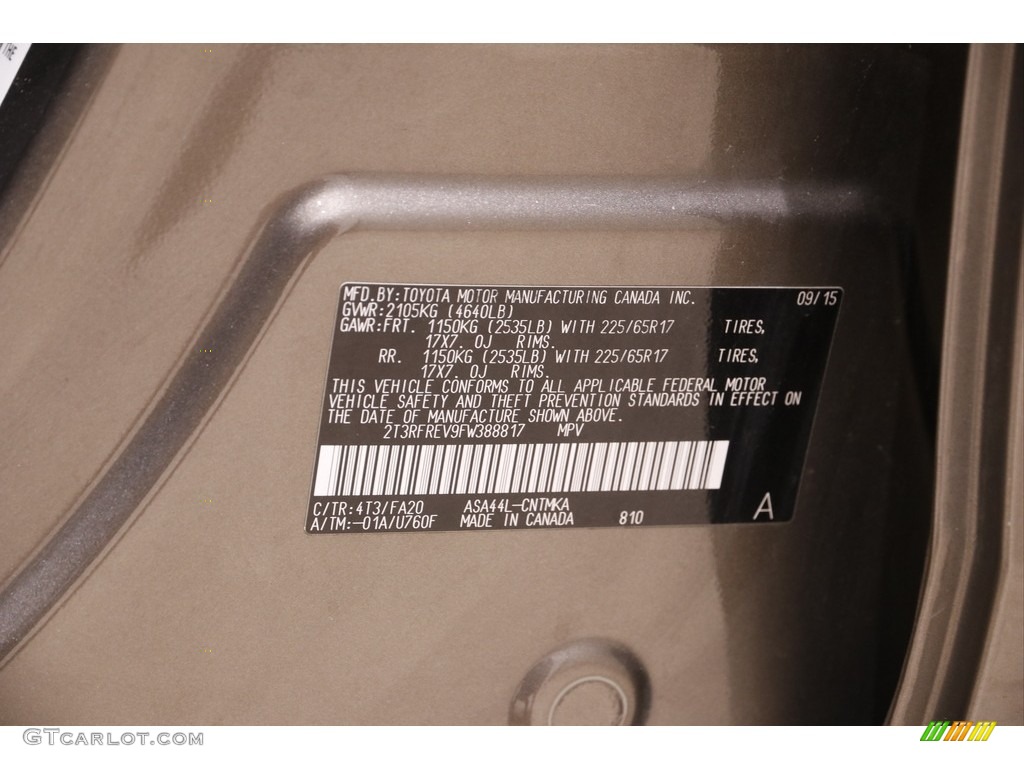 2015 RAV4 XLE - Pyrite Mica / Black photo #19