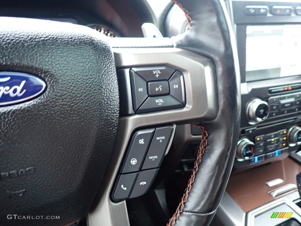 2018 Ford F150 SVT Raptor SuperCrew 4x4 Raptor Black/Orange Accent Steering Wheel Photo #142422889