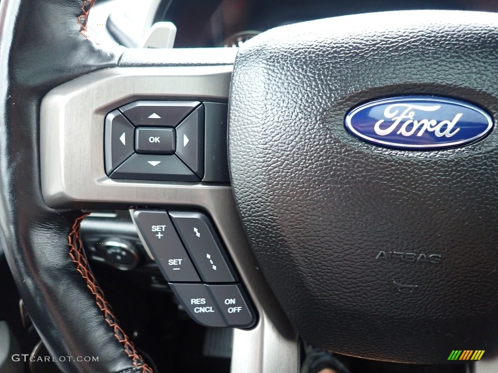 2018 Ford F150 SVT Raptor SuperCrew 4x4 Raptor Black/Orange Accent Steering Wheel Photo #142422909