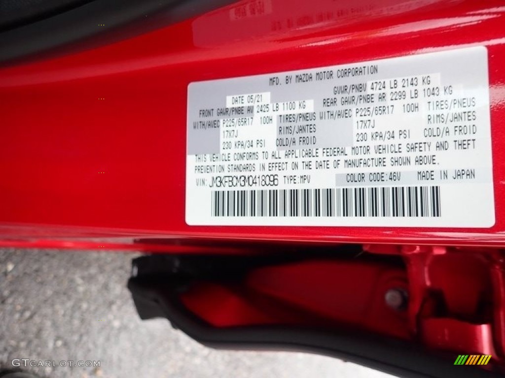 2021 CX-5 Color Code 46V for Soul Red Crystal Metallic Photo #142423200