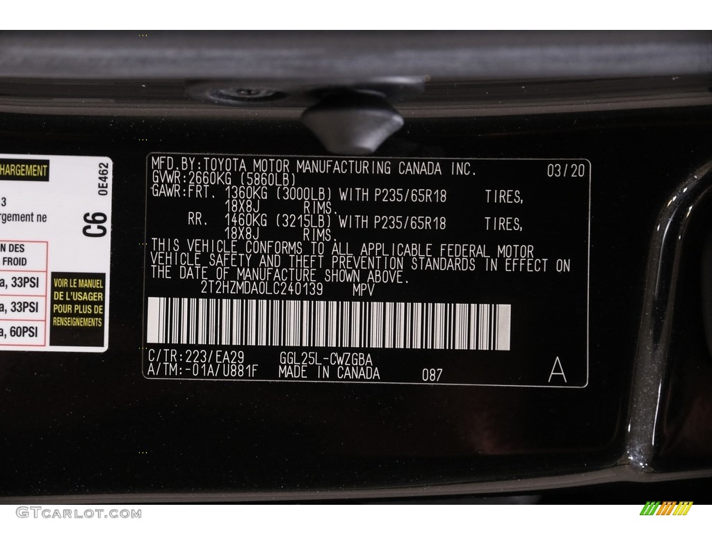 2020 RX Color Code 223 for Caviar Photo #142424890