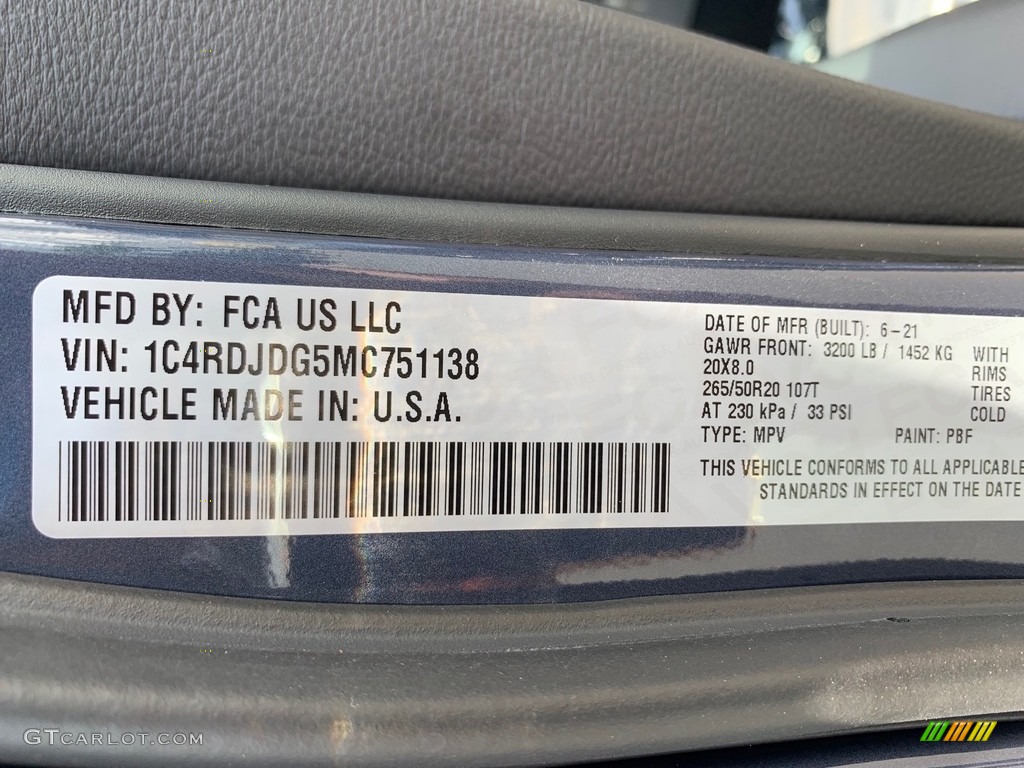 2021 Durango GT AWD - Reactor Blue Pearl / Black photo #10