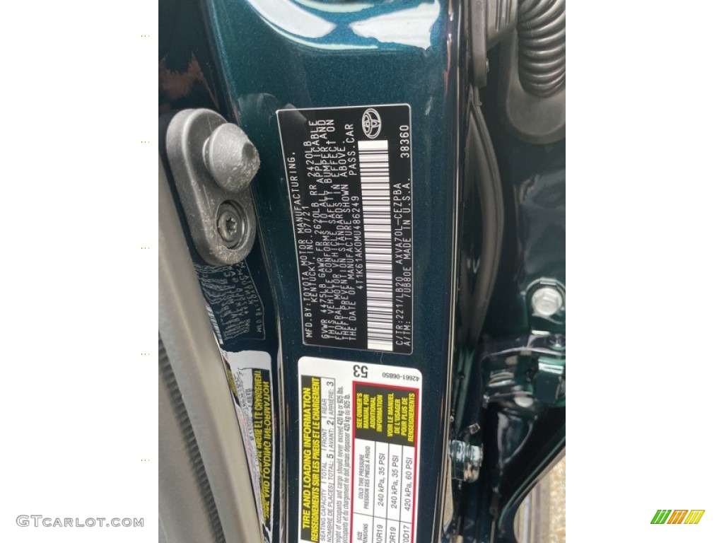 2021 Camry Color Code 221 for Galactic Aqua Mica Photo #142430890