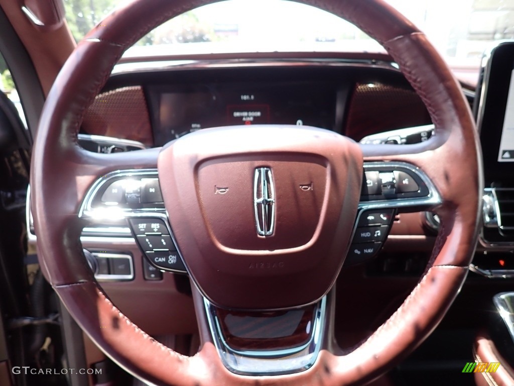 2018 Lincoln Navigator Black Label 4x4 Mahogany Red Steering Wheel Photo #142433586