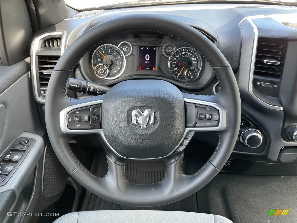 2021 Ram 1500 Big Horn Quad Cab 4x4 Diesel Gray/Black Steering Wheel Photo #142436457
