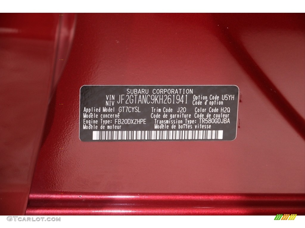 2019 Crosstrek 2.0i Limited - Venetian Red Pearl / Black photo #28