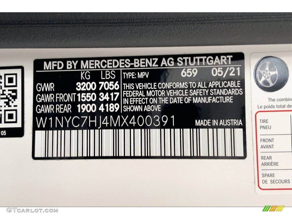 2021 G Color Code 659 for G manufaktur Moonlight White Magno (Matte) Photo #142454202