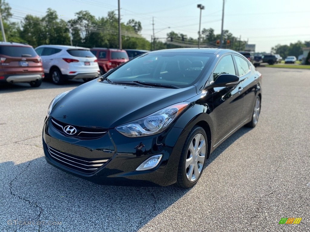 2012 Elantra Limited - Midnight Black / Gray photo #2