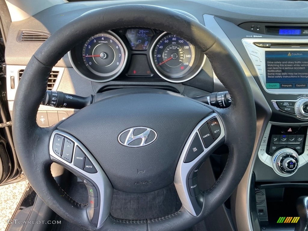 2012 Elantra Limited - Midnight Black / Gray photo #13