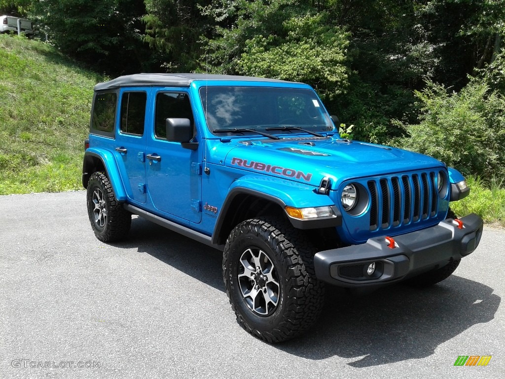 2021 Wrangler Unlimited Rubicon 4x4 - Hydro Blue Pearl / Black photo #4