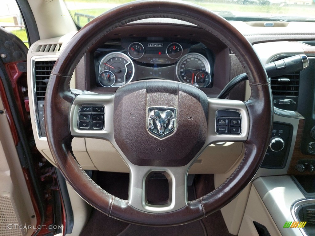 2016 Ram 2500 Laramie Crew Cab 4x4 Canyon Brown/Light Frost Beige Steering Wheel Photo #142475763