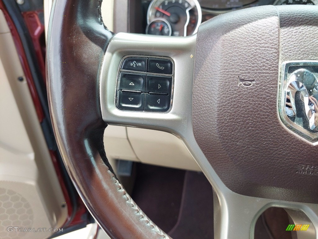 2016 Ram 2500 Laramie Crew Cab 4x4 Canyon Brown/Light Frost Beige Steering Wheel Photo #142475790