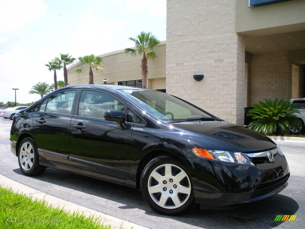 2007 Civic LX Sedan - Nighthawk Black Pearl / Gray photo #4