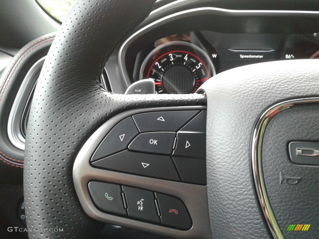 2021 Dodge Challenger R/T Scat Pack Black/Ruby Red Steering Wheel Photo #142488240