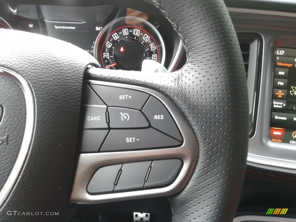 2021 Dodge Challenger R/T Scat Pack Black/Ruby Red Steering Wheel Photo #142488264