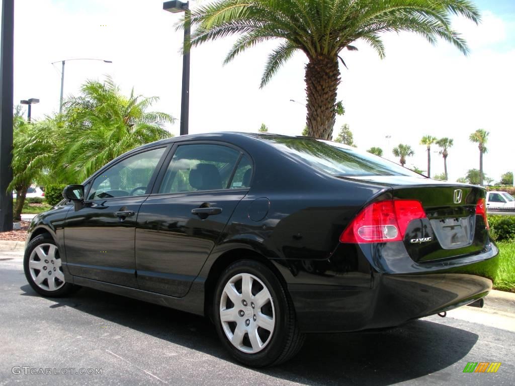 2007 Civic LX Sedan - Nighthawk Black Pearl / Gray photo #8