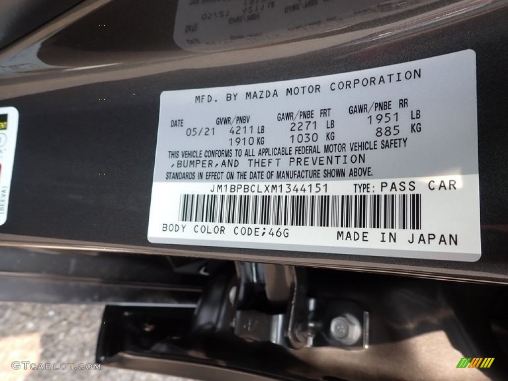 2021 Mazda3 Color Code 46G for Machine Gray Metallic Photo #142489500