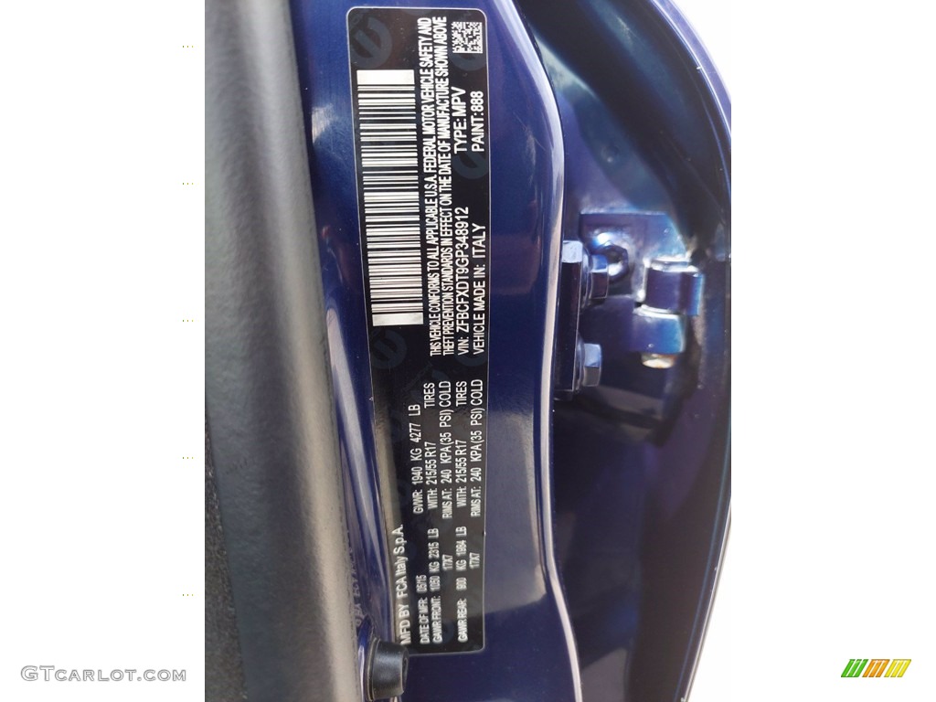 2016 500X Color Code 888 for Blu Venezia (Blue Metallic) Photo #142493559