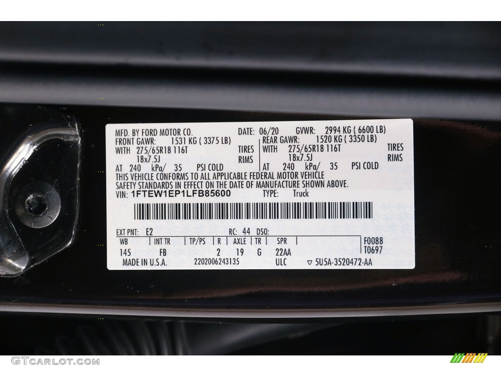 2020 F150 Color Code E2 for Magma Red Photo #142500241