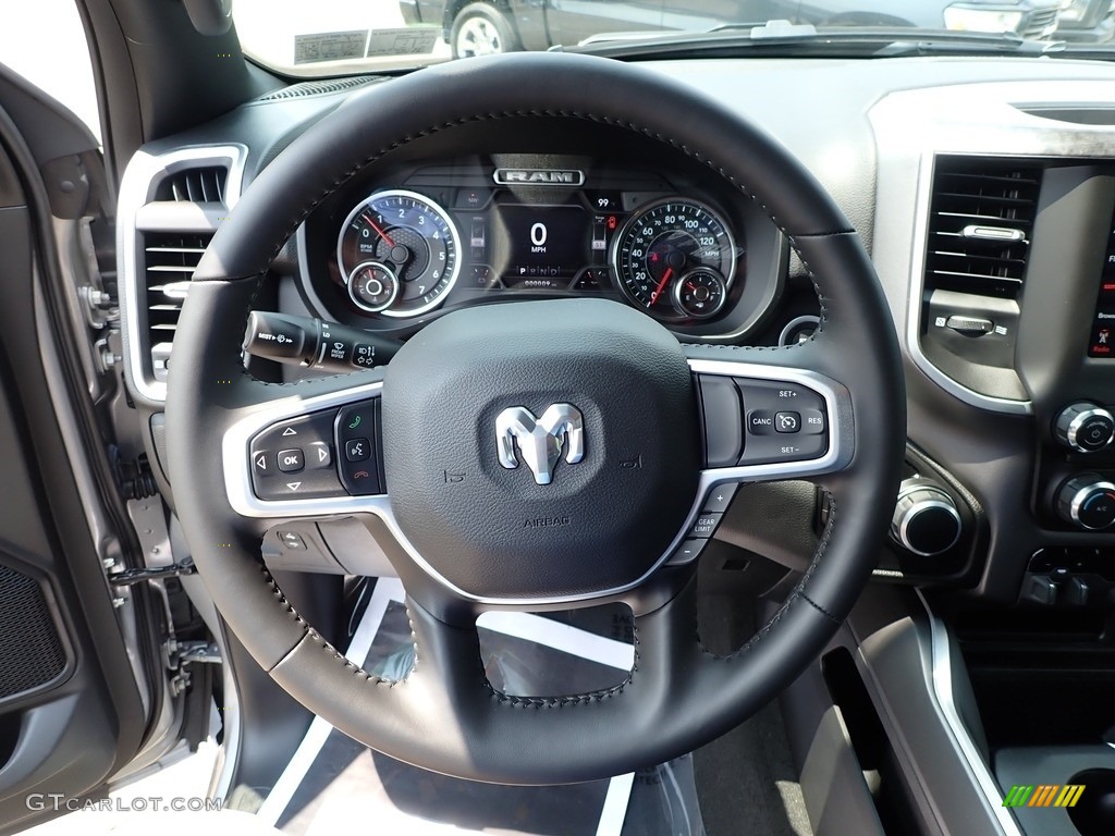 2021 Ram 1500 Big Horn Crew Cab 4x4 Diesel Gray/Black Steering Wheel Photo #142507212