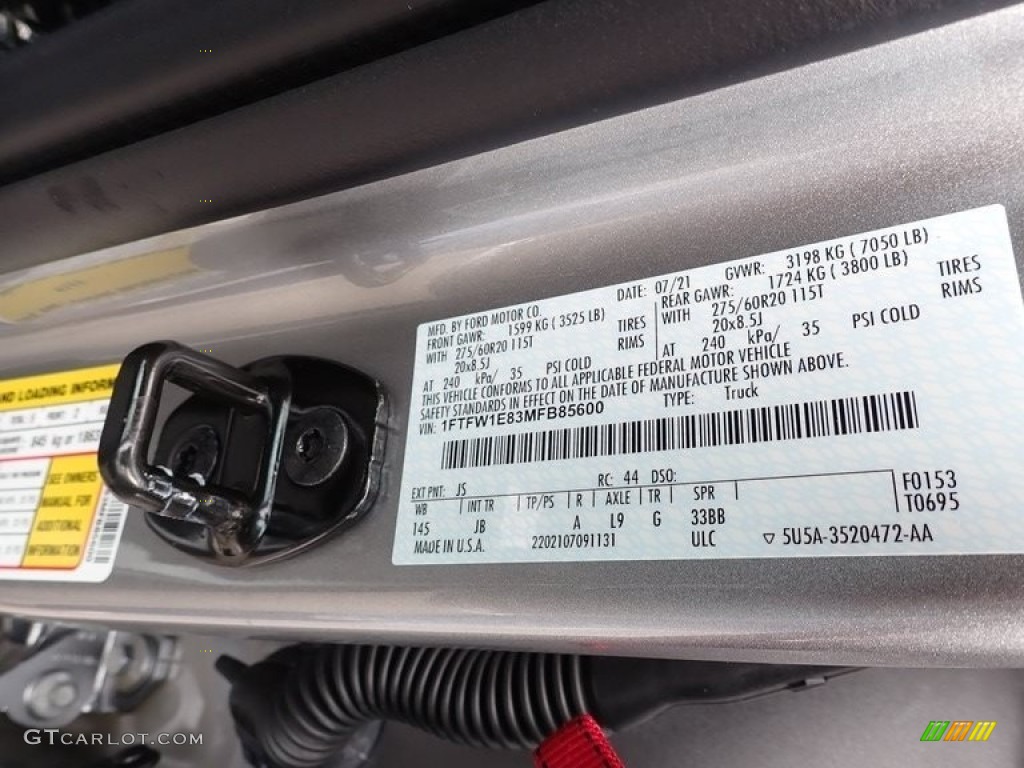 2021 F150 Color Code JS for Iconic Silver Photo #142513726