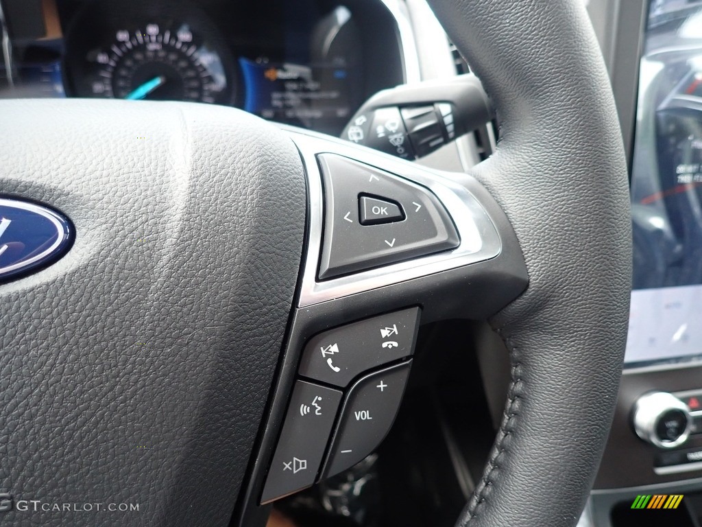 2021 Ford Edge Titanium AWD Ebony Steering Wheel Photo #142514317