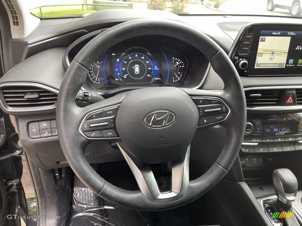 2020 Hyundai Santa Fe Limited Black Steering Wheel Photo #142534297