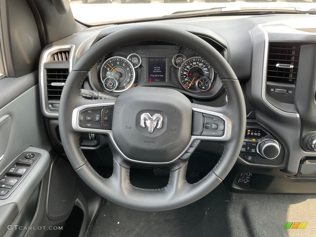 2021 Ram 1500 Big Horn Crew Cab 4x4 Diesel Gray/Black Steering Wheel Photo #142536137