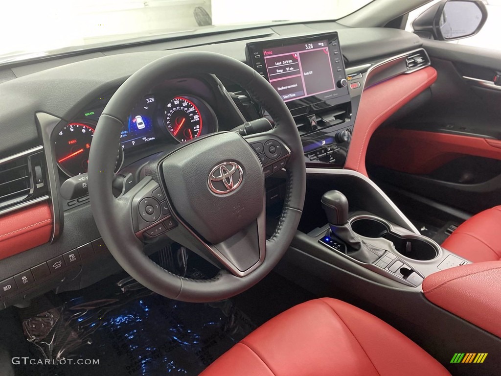 Cockpit Red Interior 2021 Toyota Camry XSE Photo #142538892