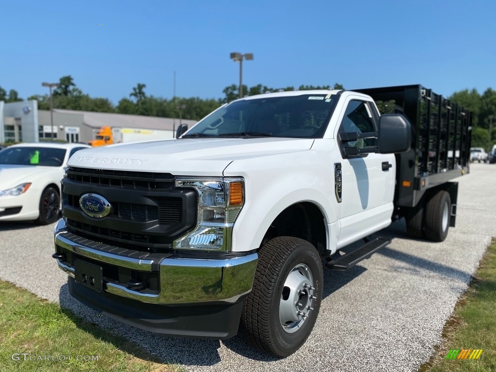 Oxford White 2021 Ford F350 Super Duty XL Crew Cab 4x4 Stake Truck Exterior Photo #142542081