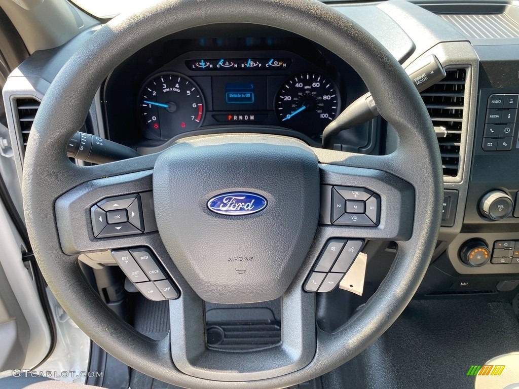 2021 Ford F350 Super Duty XL Crew Cab 4x4 Stake Truck Medium Earth Gray Steering Wheel Photo #142542444