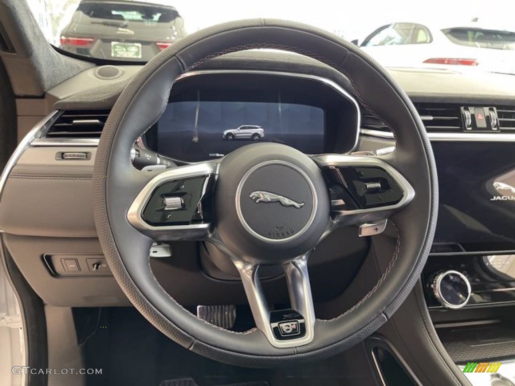 2021 Jaguar F-PACE SVR Ebony/Ebony Steering Wheel Photo #142548196