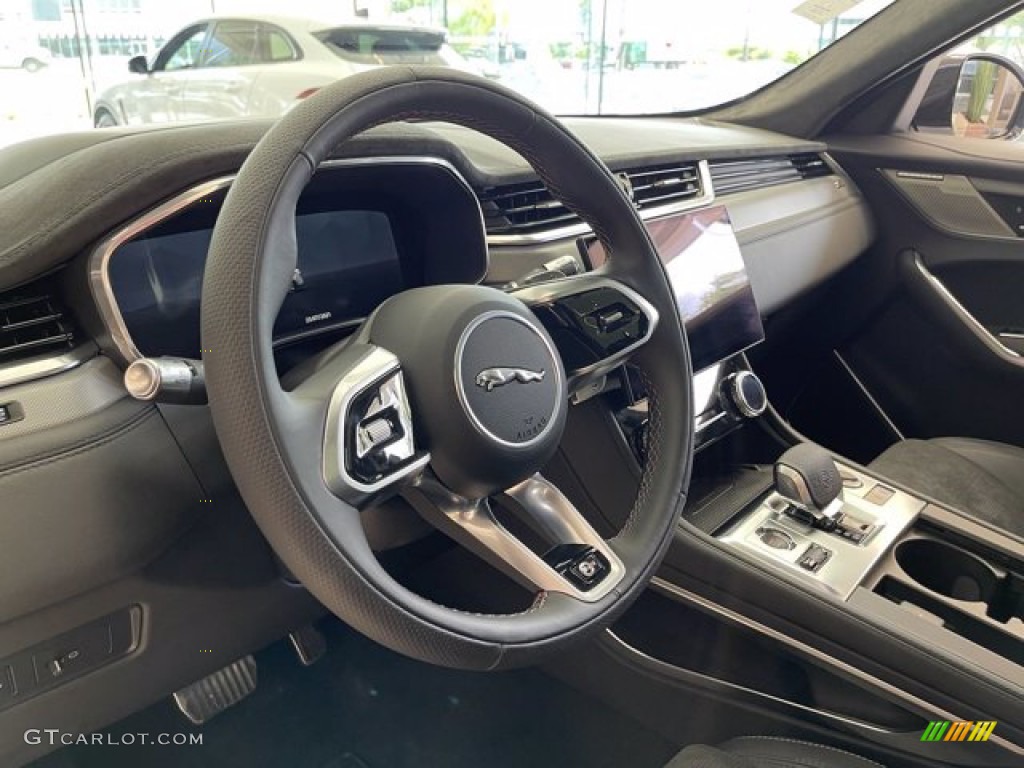 2021 Jaguar F-PACE SVR Ebony/Ebony Steering Wheel Photo #142548424