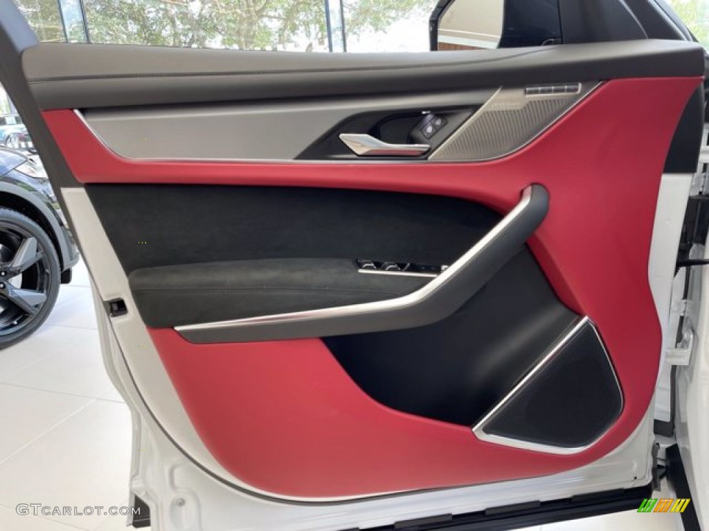 2021 Jaguar F-PACE SVR Ebony/Mars Red Door Panel Photo #142548745