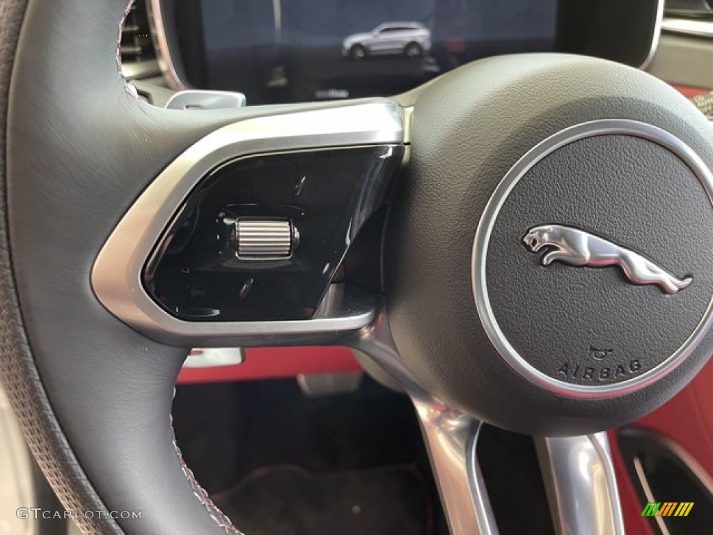 2021 Jaguar F-PACE SVR Ebony/Mars Red Steering Wheel Photo #142548808