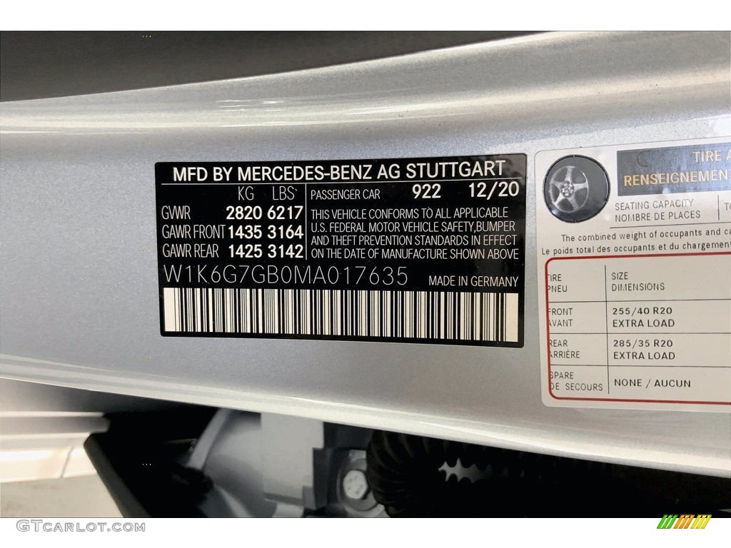 2021 S Color Code 922 for Cirrus Silver Metallic Photo #142550341