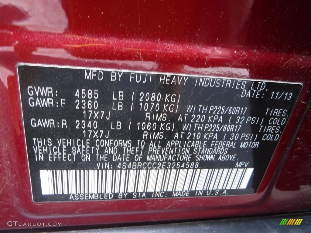 2014 Outback 2.5i Premium - Venetian Red Pearl / Black photo #28