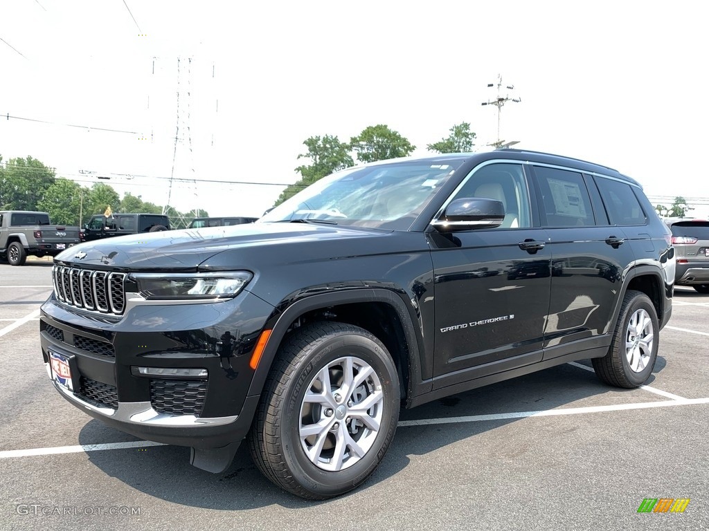 2021 Grand Cherokee L Limited 4x4 - Diamond Black Crystal Pearl / Global Black/Wicker Beige photo #1