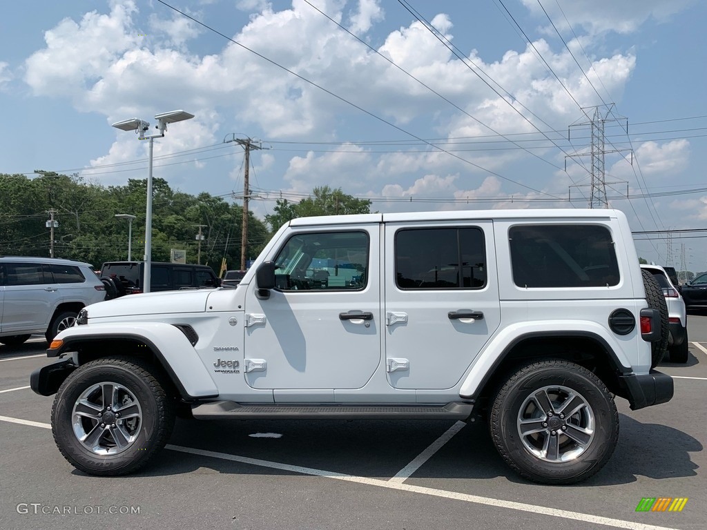 Bright White 2021 Jeep Wrangler Unlimited Sahara 4x4 Exterior Photo #142557481