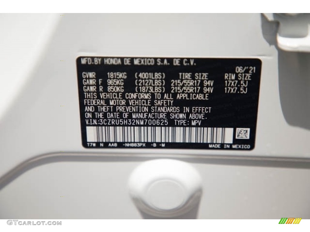 2022 Honda HR-V LX Color Code Photos