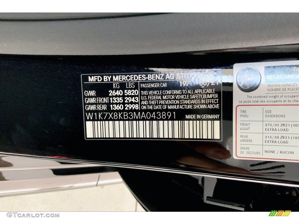 2021 Mercedes-Benz AMG GT 63 S Color Code Photos