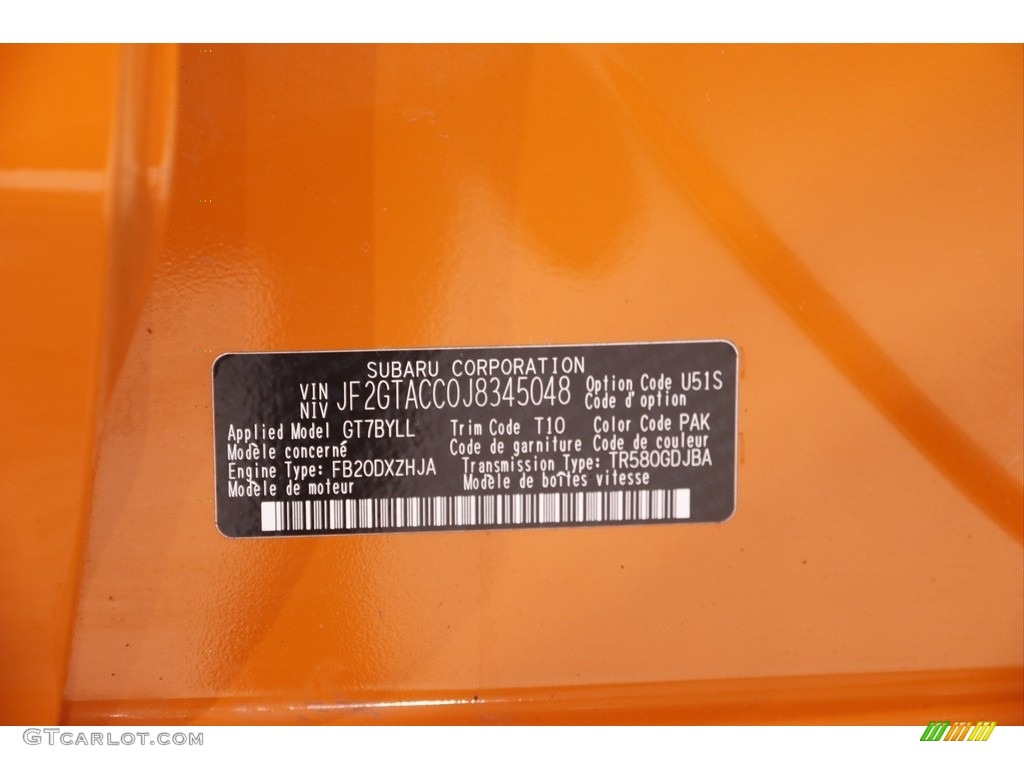 2018 Crosstrek 2.0i Premium - Sunshine Orange / Black photo #20