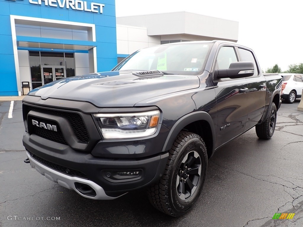 2019 1500 Rebel Crew Cab 4x4 - Maximum Steel Metallic / Black/Red photo #2