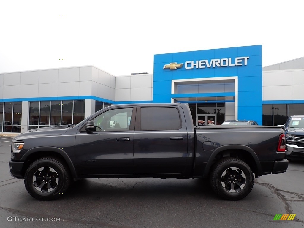 2019 1500 Rebel Crew Cab 4x4 - Maximum Steel Metallic / Black/Red photo #3