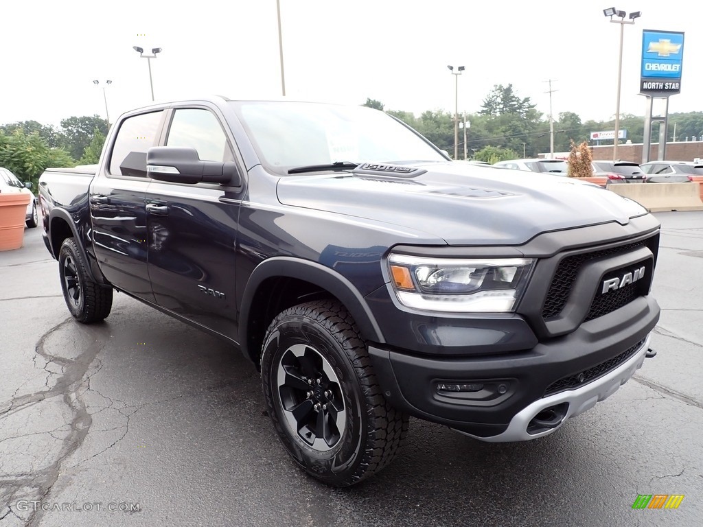 2019 1500 Rebel Crew Cab 4x4 - Maximum Steel Metallic / Black/Red photo #10