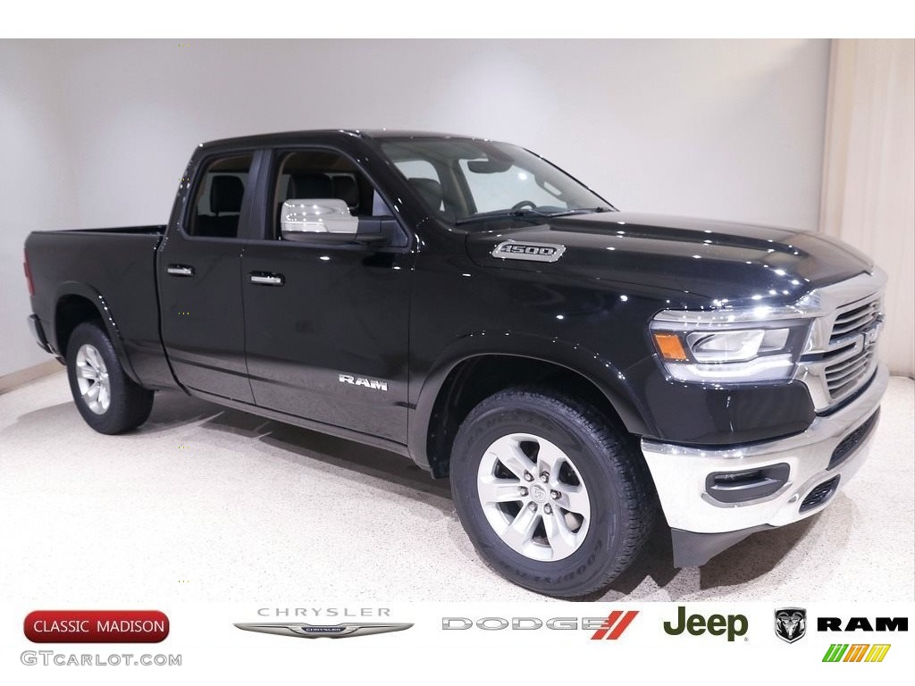 2020 1500 Laramie Quad Cab 4x4 - Diamond Black Crystal Pearl / Black photo #1