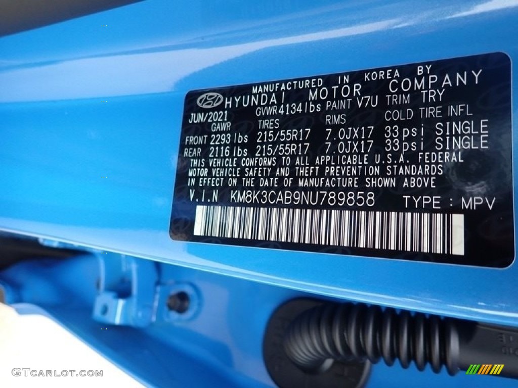 2022 Kona SEL AWD - Blue Wave / Black photo #15