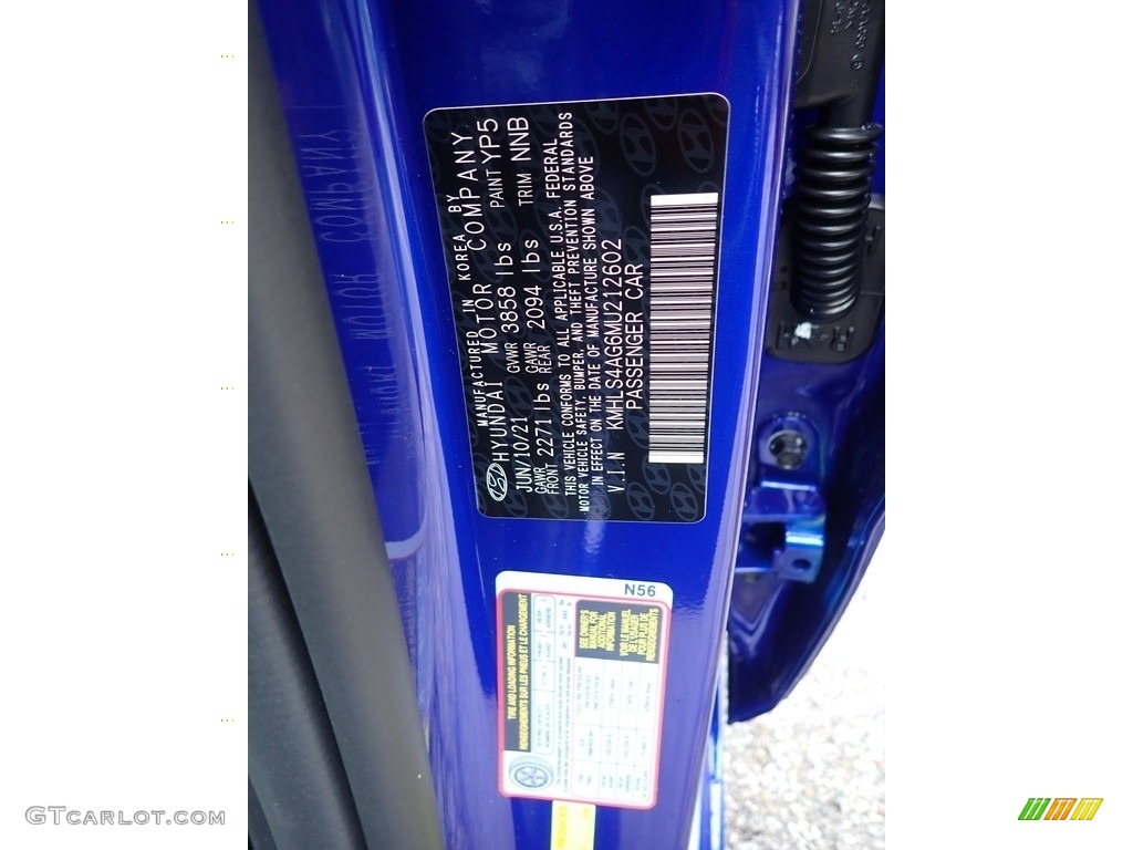 2021 Elantra SEL - Intense Blue / Black photo #15