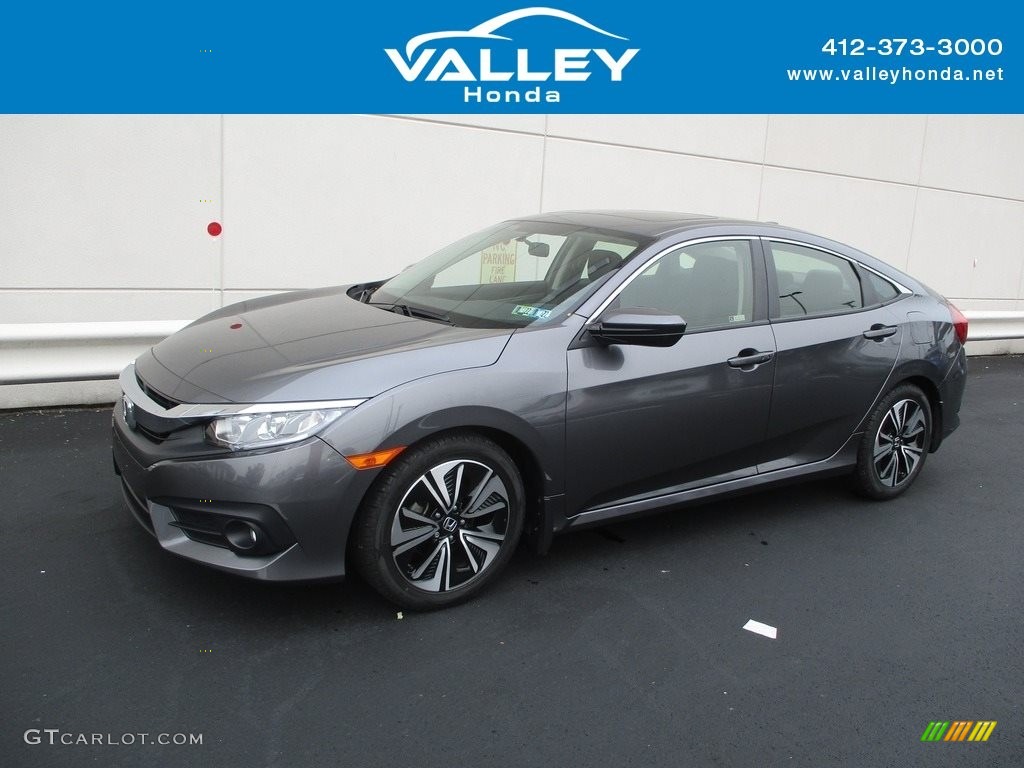 2018 Civic EX-T Sedan - Modern Steel Metallic / Black photo #1